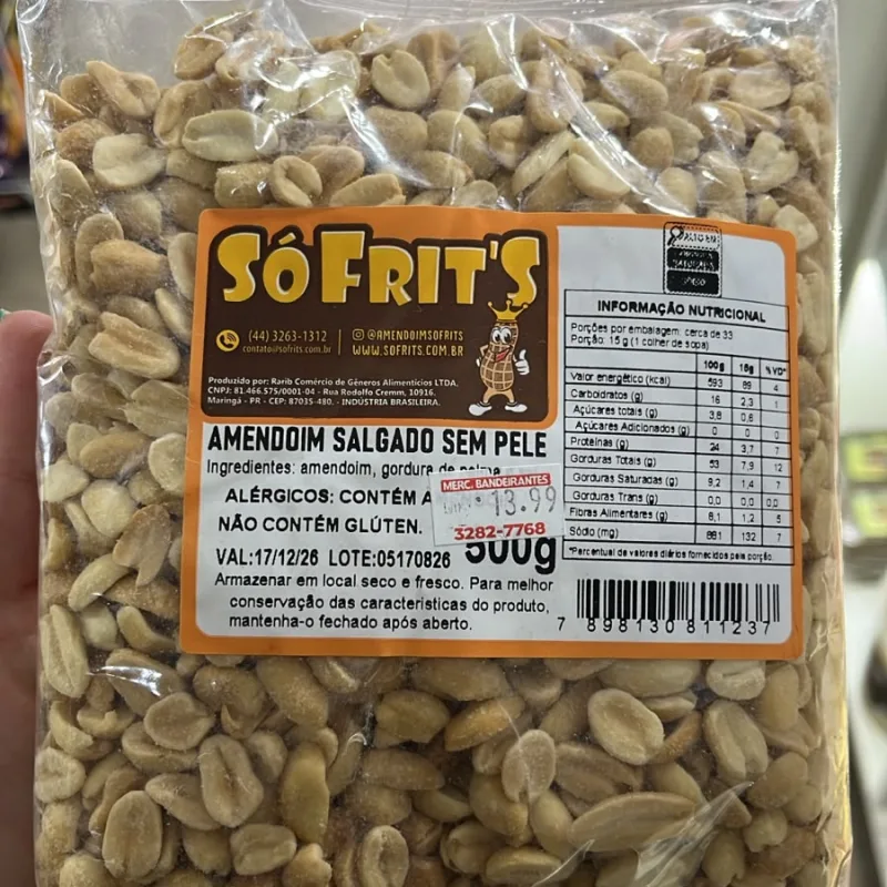 AMENDOIM C SAL S PELE 500g MINASUL